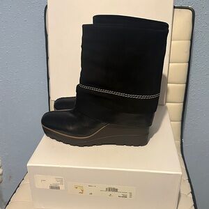 See By Chloe Black Wedge Ankle Boots